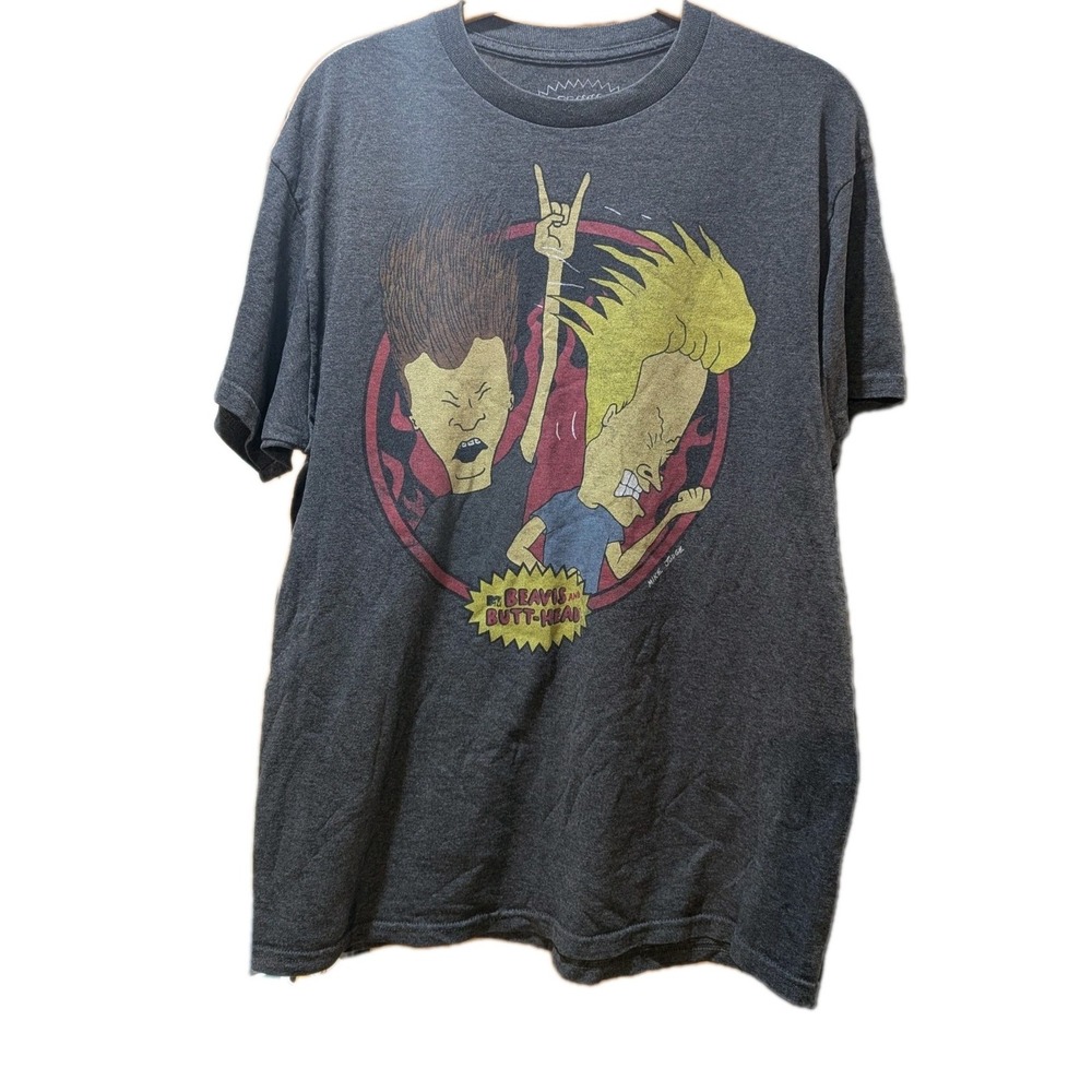 Beavis & Butt-Head Breakin The Law Graphic Mike Judge MTV T-Shirt L Gray‎